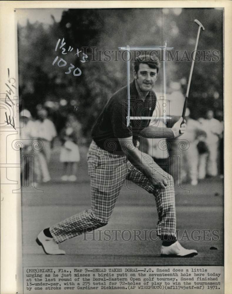 1971 Press Photo J.C. Snead, Doral-Eastern Open golf tourney, Miami, Florida - Historic Images