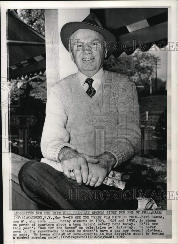 1960 Press Photo Former jockey Earl Sande in Westbury, New York - pis03311 - Historic Images