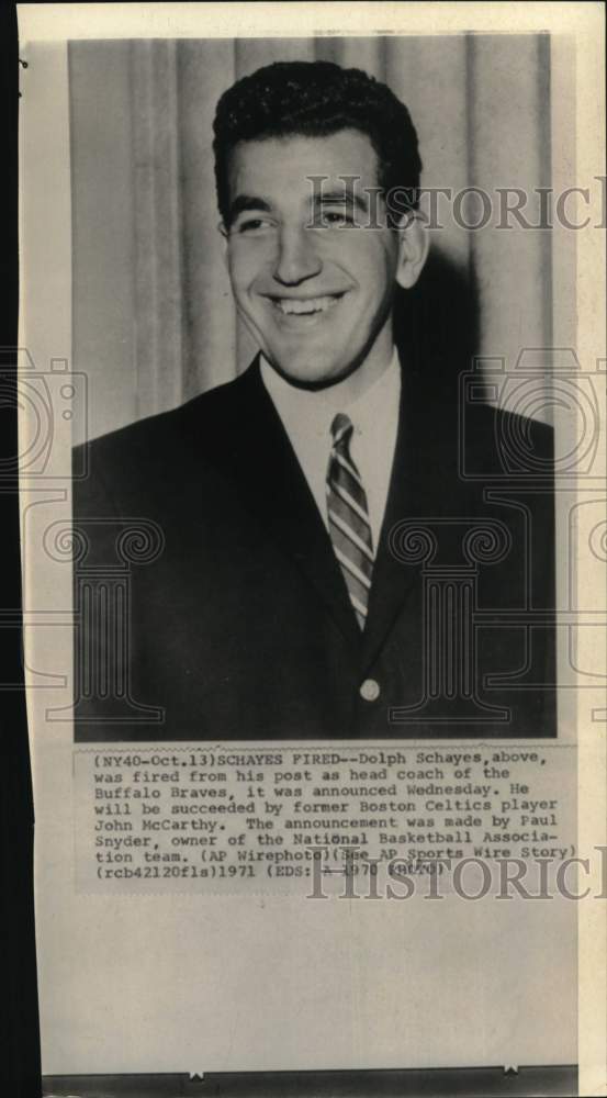1970 Press Photo Buffalo Braves' head basketball coach Dolph Schayes - pis03313 - Historic Images