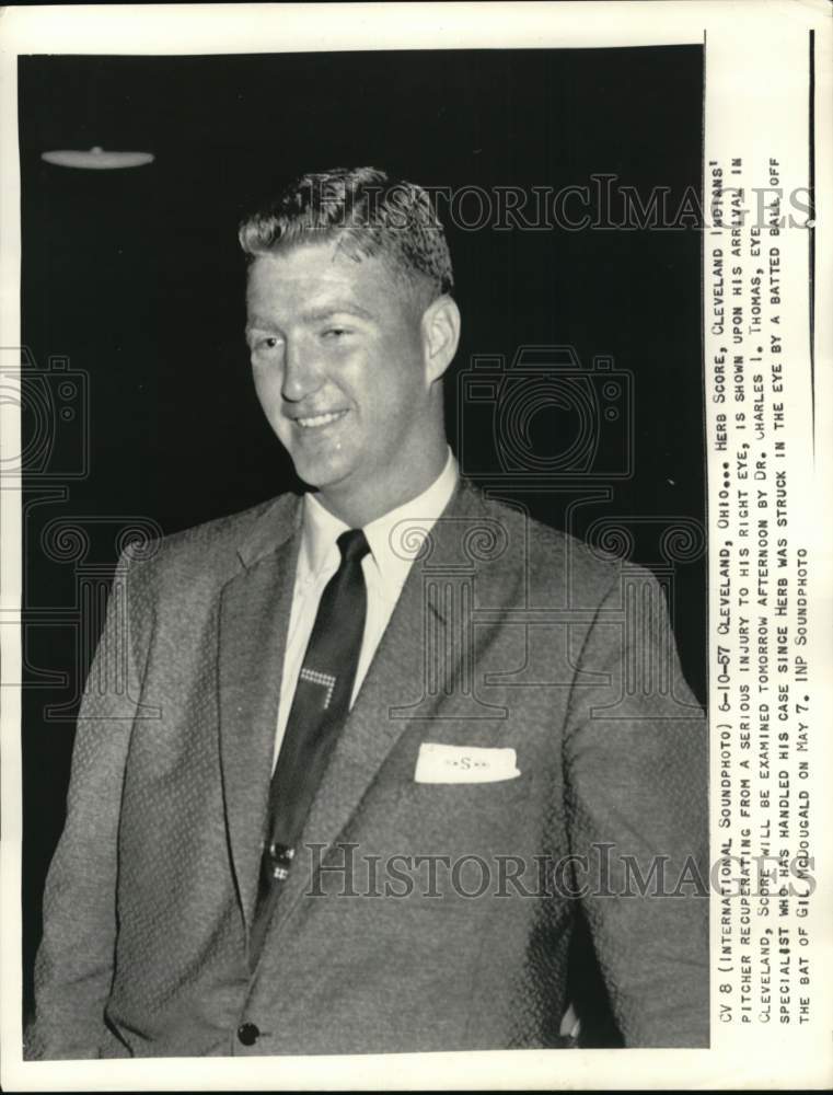 1957 Press Photo Baseball player Herb Score, Cleveland Indians pitcher, Ohio- Historic Images