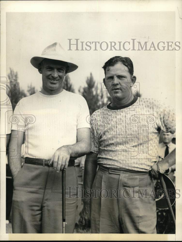 1945 Press Photo Golfers Denny Shute &amp; Sammy Byrd, Four-Ball Gold tourney, FL - Historic Images