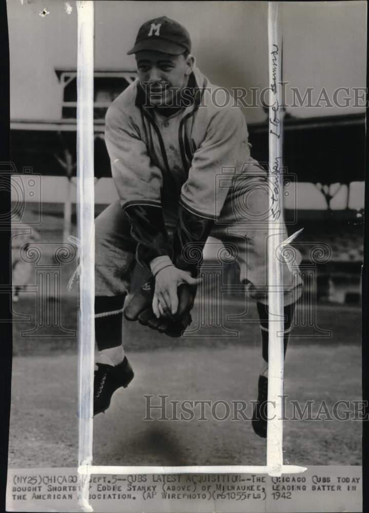 1942 Press Photo Baseball shortstop Eddie Stanky at field, Chicago - pis03597- Historic Images