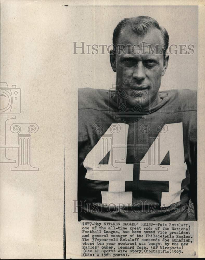 1964 Press Photo Philadelphia Eagles' vice president Pete Retzlaff, Football- Historic Images