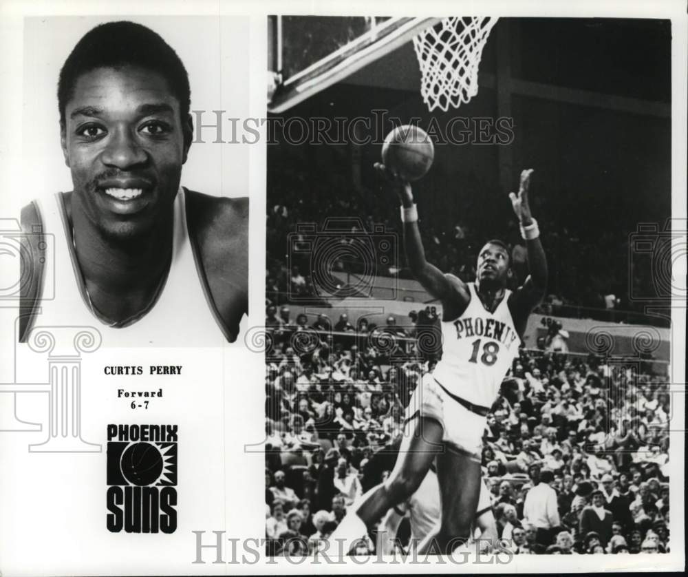 1977 Press Photo Phoenix Suns&#39; forward Curtis Perry during basketball game- Historic Images