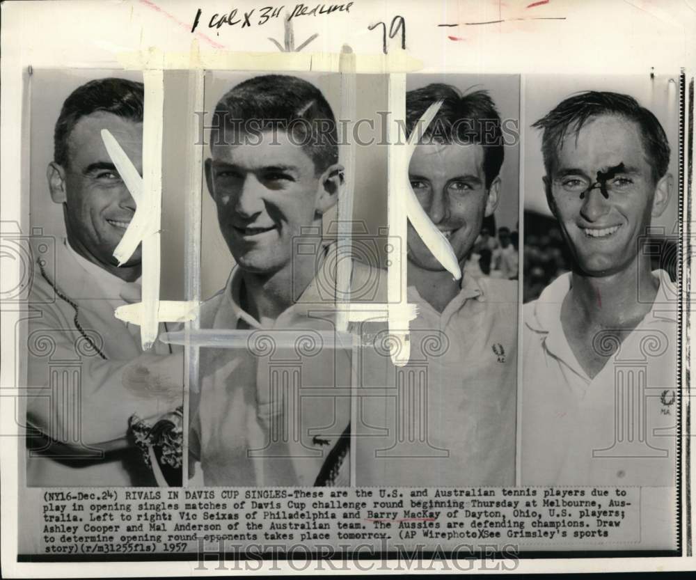 1957 Press Photo Vic Seixas, Barry McKay, Ashley Cooper &amp; Mal Anderson- Historic Images