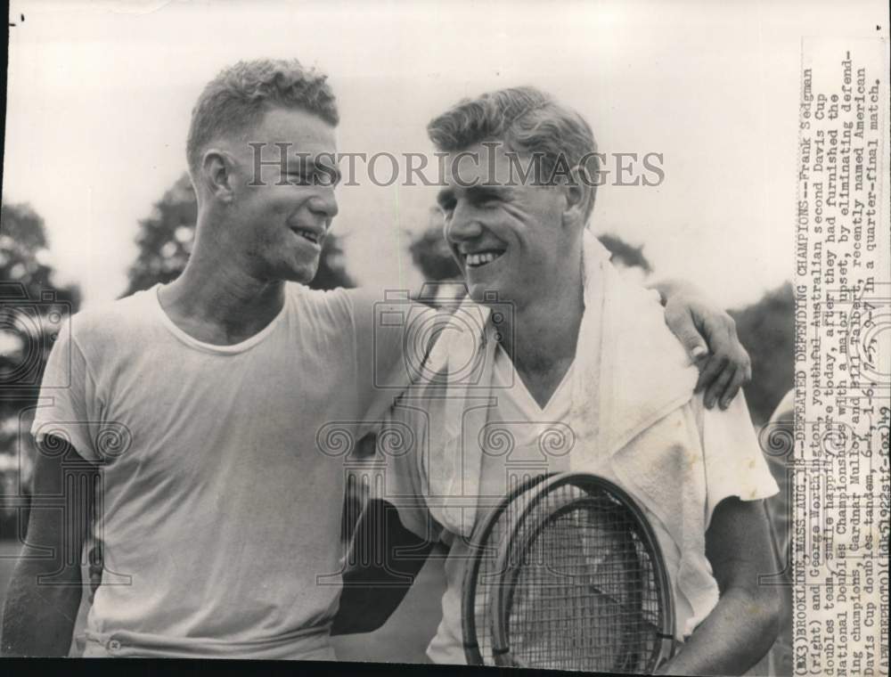 1949 Press Photo George Worthington & Frank Sedgman, Davis Cup doubles, MA - Historic Images