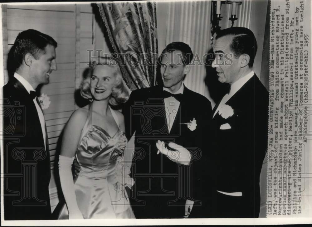 1955 Press Photo Ham Richardson &amp; others, Distinguished Service Award, Kentucky - Historic Images