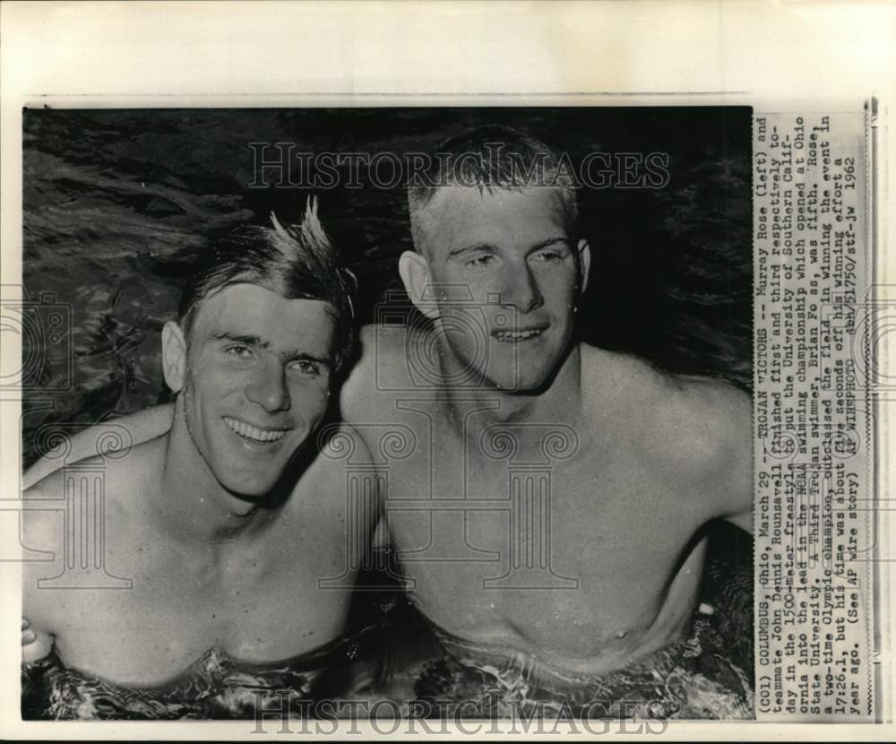 1962 Press Photo Murray Rose & John Dennis Rounsavell, NCAA Swimming, Ohio - Historic Images