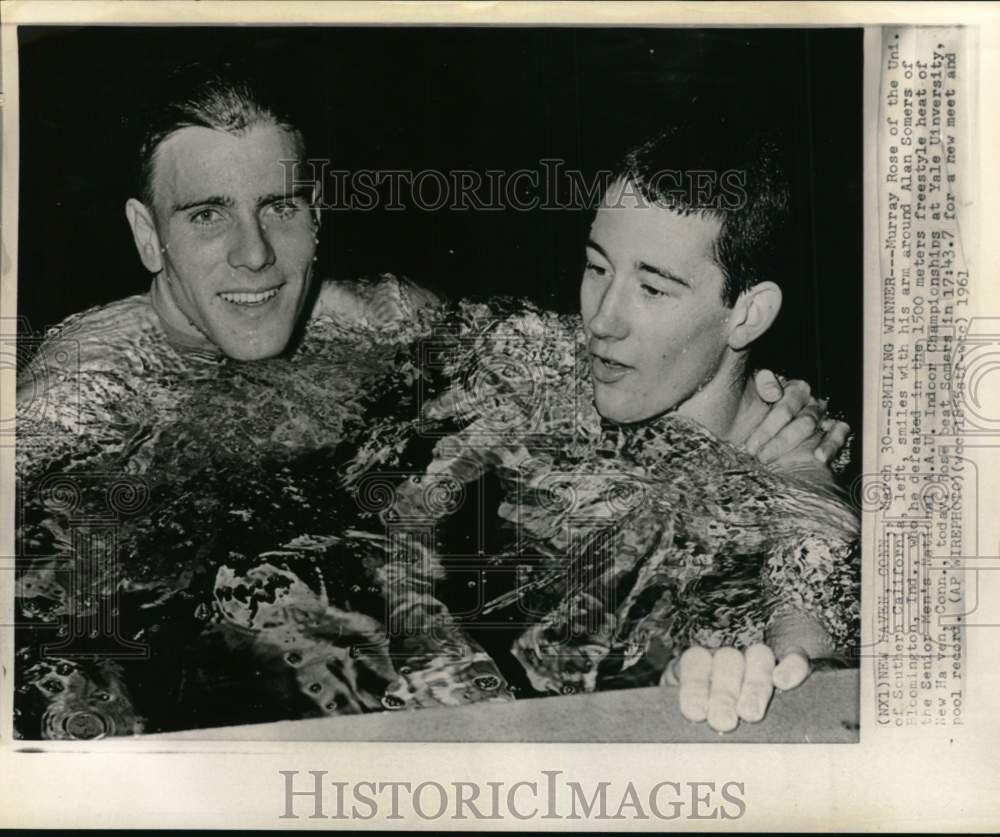 1961 Press Photo Murray Rose &amp; Alan Somers, AAU Indoor Swimming Championship, CT - Historic Images