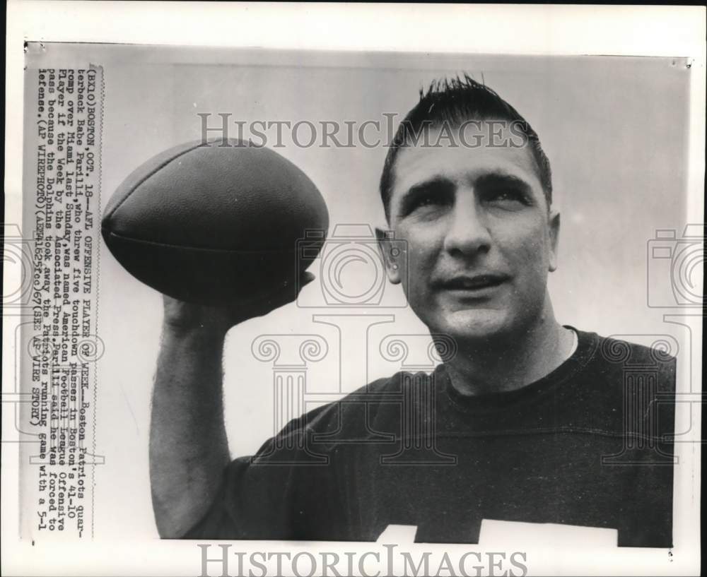1967 Press Photo AFL Offensive Player of the Week Babe Parill, Football,- Historic Images