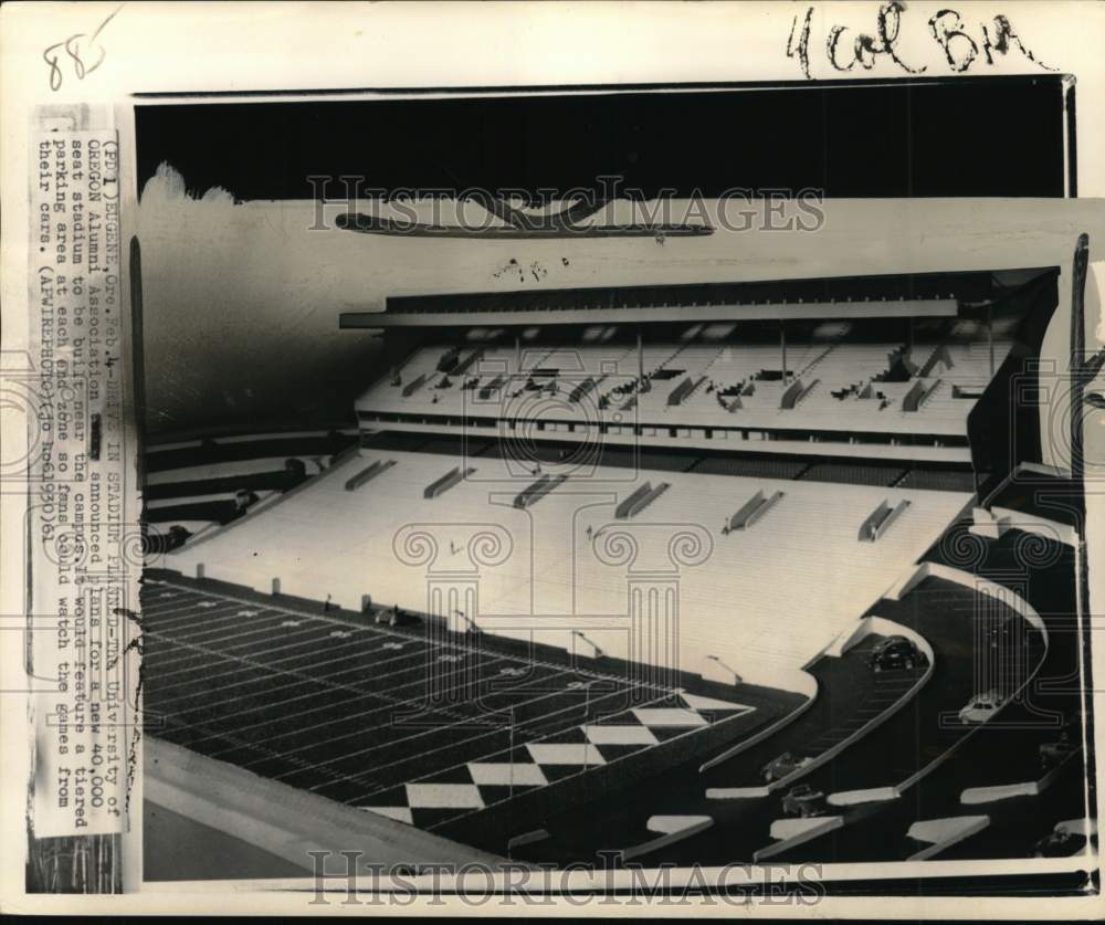 1961 Planned University Of Oregon Stadium With Viewing From Cars-Historic Images