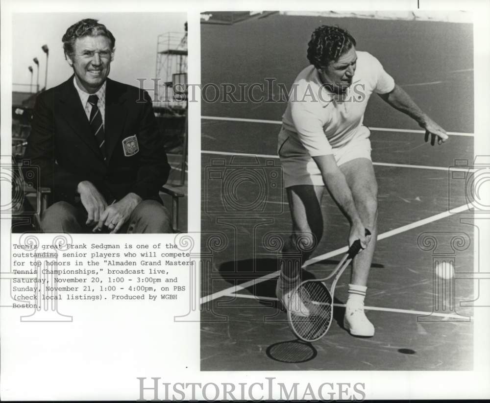 1982 Press Photo Tennis player Frank Sedgman competes in Almaden Grand Masters - Historic Images