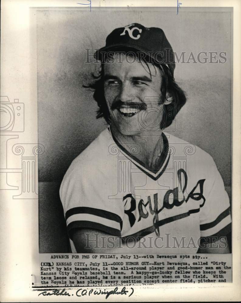 1973 Press Photo Kansas City Royals' baseball player Kurt Bevacqua, Missouri - Historic Images