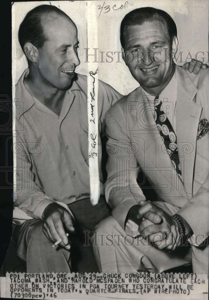 1946 Press Photo Golfers Chuck Congdon &amp; Harold McSpaden, PGA, Portland, Oregon- Historic Images