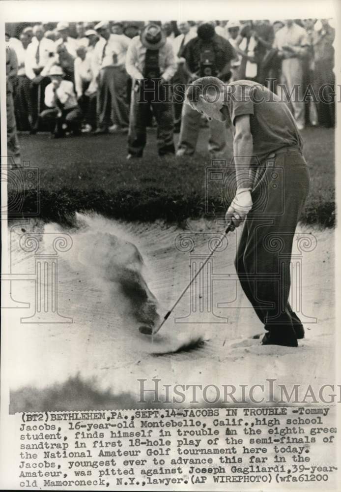 1951 Press Photo Tommy Jacobs, National Amateur Golf Tournament, Bethlehem, PA - Historic Images