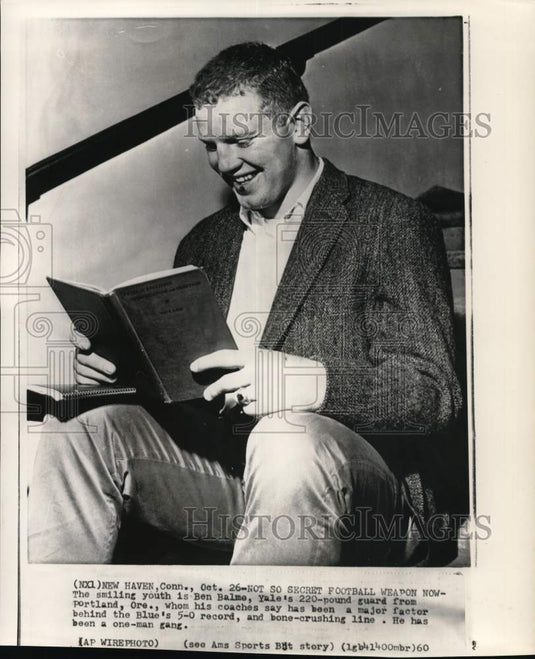 1960 Press Photo Yale University's football player Ben Balme, New Haven, CT - Historic Images