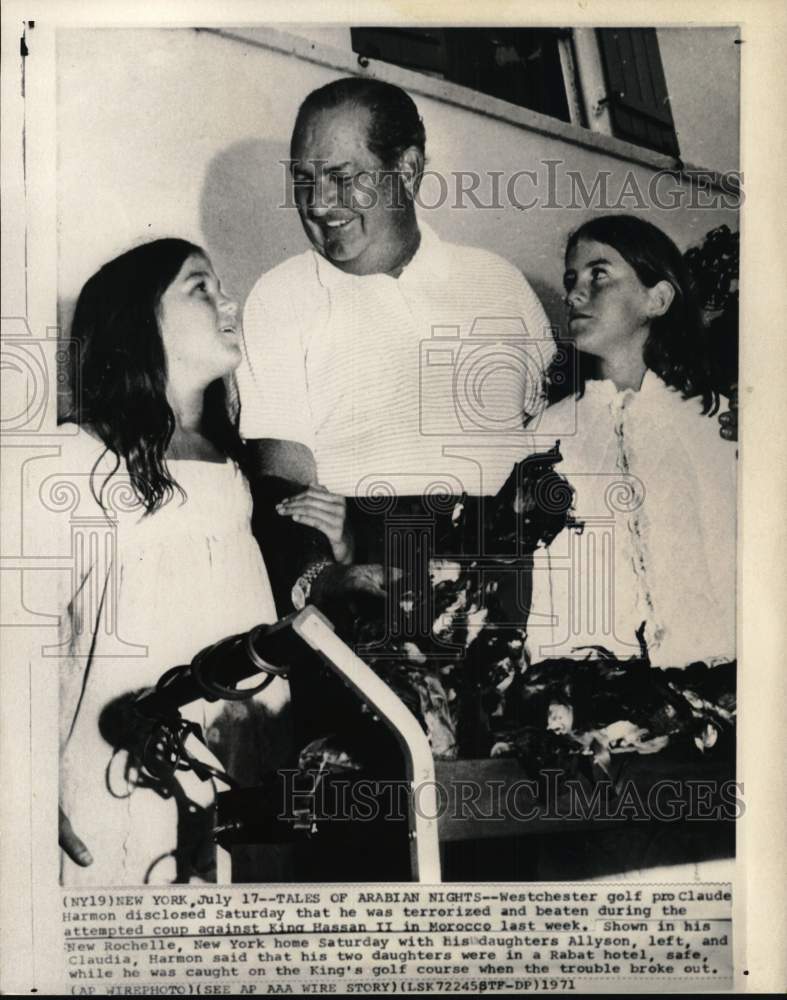 1971 Press Photo Golfer Claude Harmon &amp; daughters, New Rochelle, New York- Historic Images