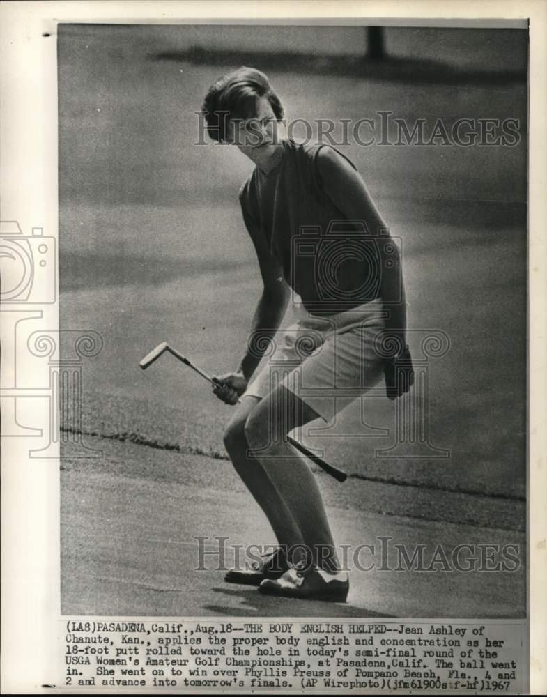 1967 Press Photo Golfer Jean Ashley, Women&#39;s Amateur Golf Championships, CA - Historic Images