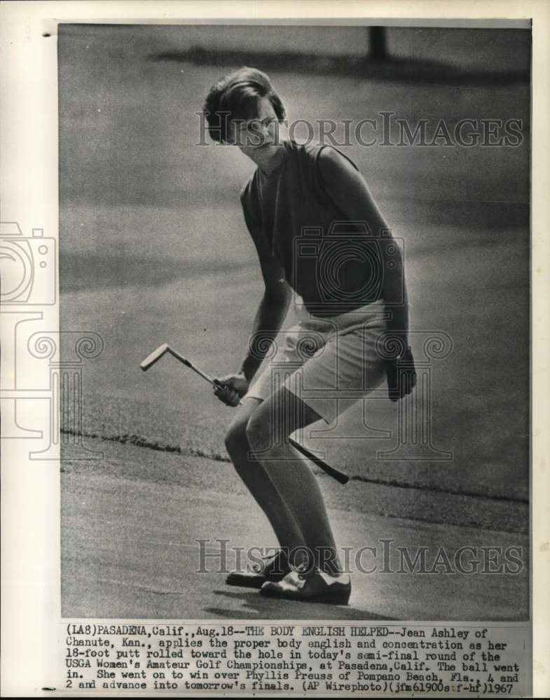 1967 Press Photo Golfer Jean Ashley, Women's Amateur Golf Championships, CA - Historic Images