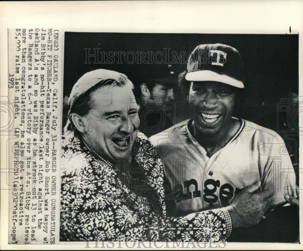 1973 Press Photo Texas Ranger baseball player Jim Bibby &amp; Bob Short, Oakland, CA- Historic Images