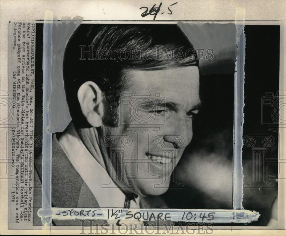1970 Press Photo San Francisco 49ers' football player John Brodie, Minnesota - Historic Images