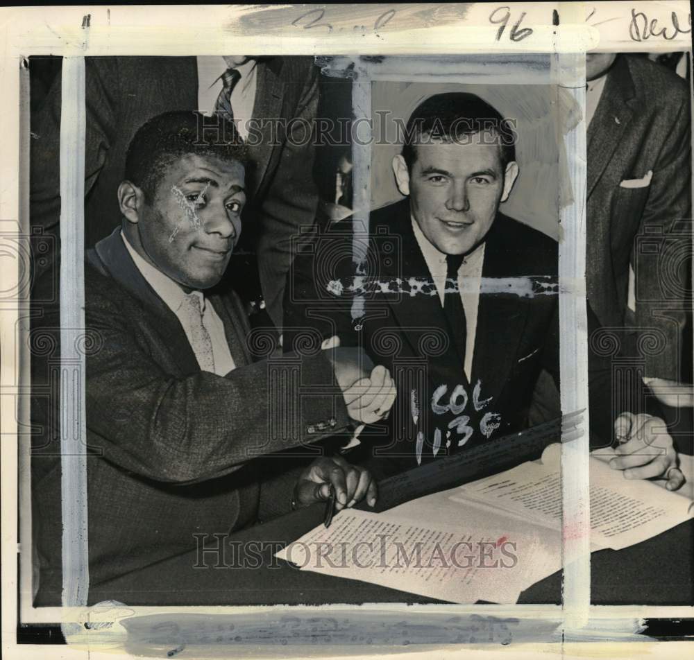 1959 Press Photo Boxers Ingemar Johansson &amp; Floyd Patterson, New York - Historic Images