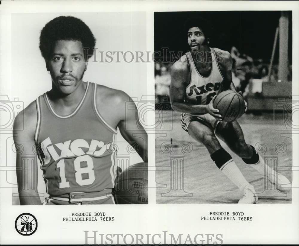 1973 Press Photo Portraits of Philadelphia 76ers' basketball player Freddie Boyd- Historic Images