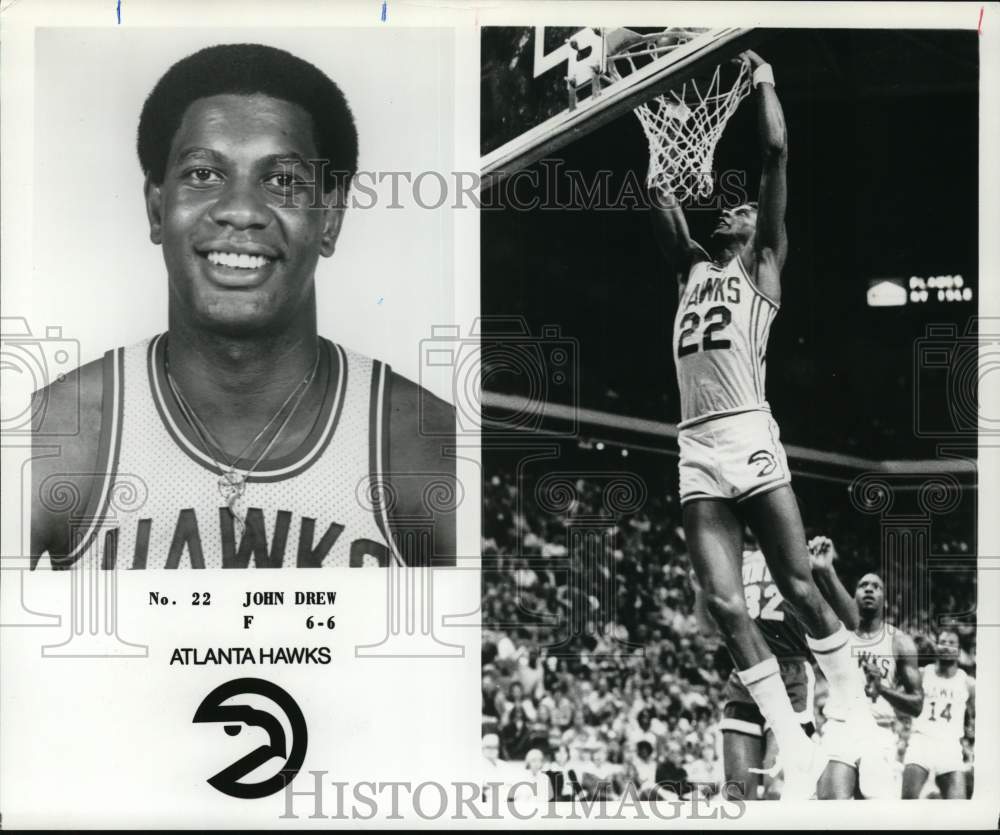 1978 Press Photo Shots of Atlanta Hawks' basketball player John Drew - pis05322- Historic Images