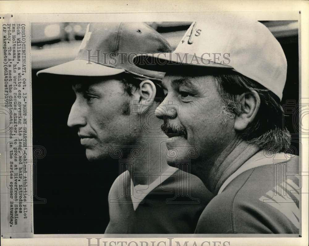 1972 Press Photo Oakland Athletics&#39; Dick Williams &amp; Ken Holtzman, Baseball, Ohio- Historic Images