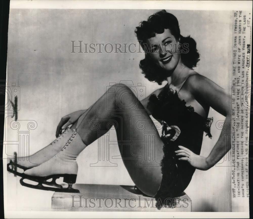 1950 Press Photo Ice-skater Donna Atwood, Los Angeles, California - pis05498 - Historic Images