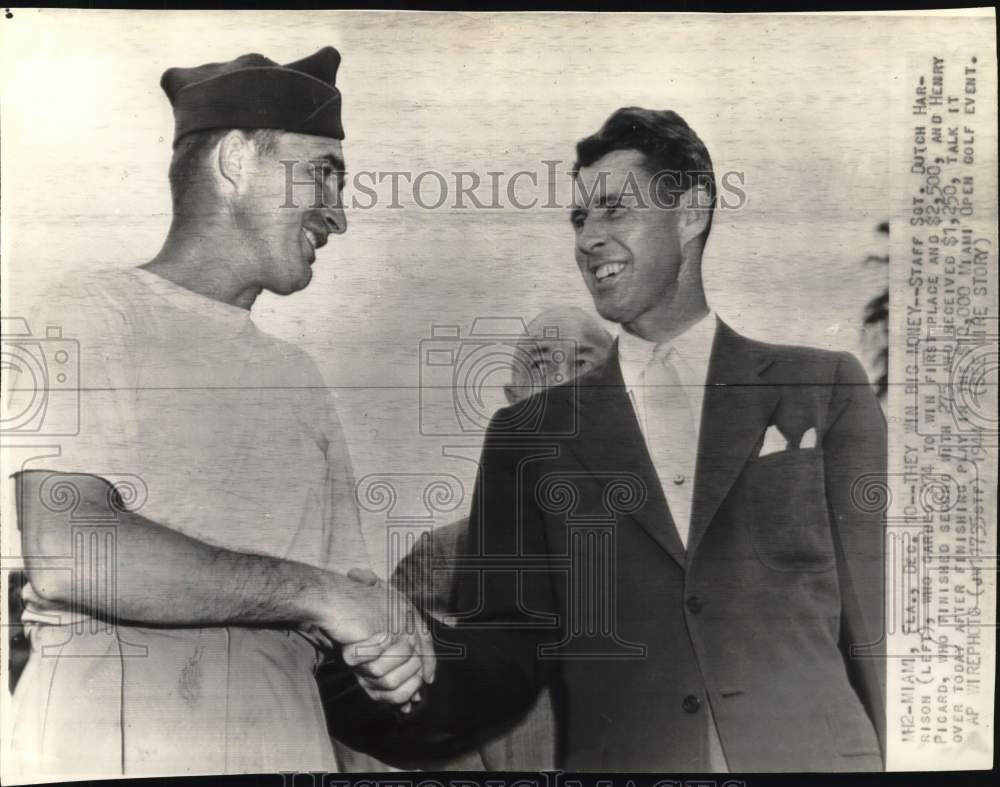 1944 Press Photo Dutch Harrison &amp; Henry Picard win Miami Open golf event, FL - Historic Images