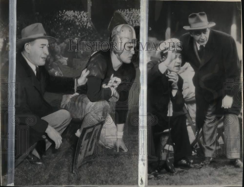 1945 Press Photo Shots of Notre Dame&#39;s football coach Hugh Devore &amp; others, OH- Historic Images