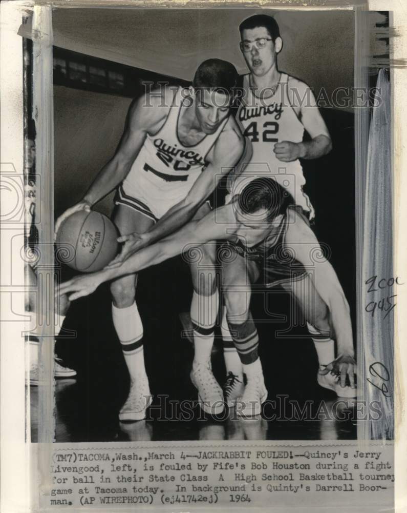 1964 Press Photo Quincy and Fife players in State Class A basketball tourney - Historic Images