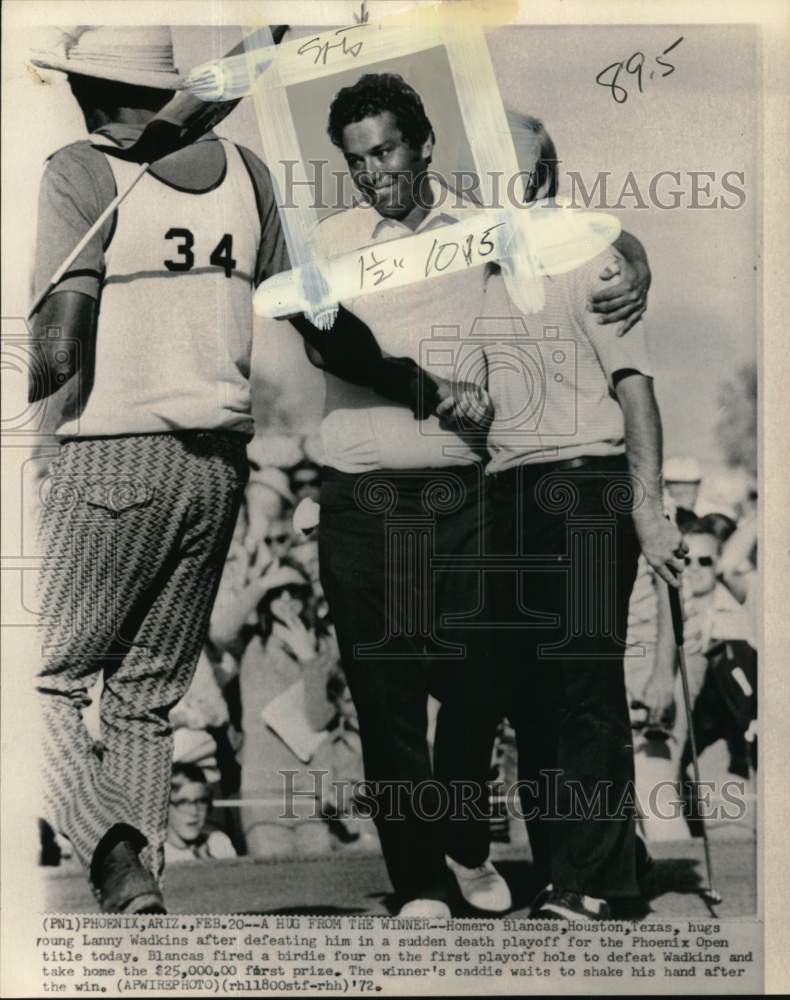 1972 Press Photo Golfers Homero Blancas & Lanny Wadkins, Phoenix Open, Arizona - Historic Images