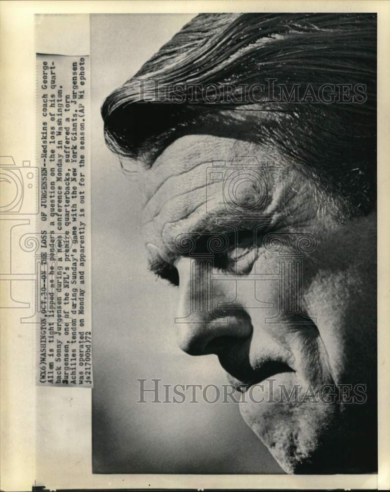1972 Press Photo Washington Redskin George Allen on his news conference - Historic Images