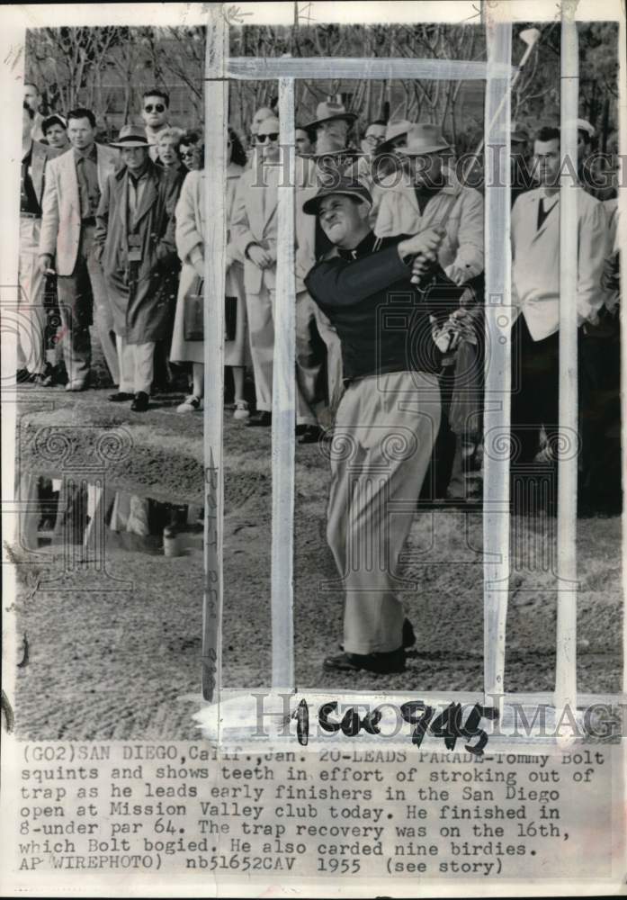 1955 Press Photo Golfer Tommy Bolt plays in San Diego Open, California - Historic Images