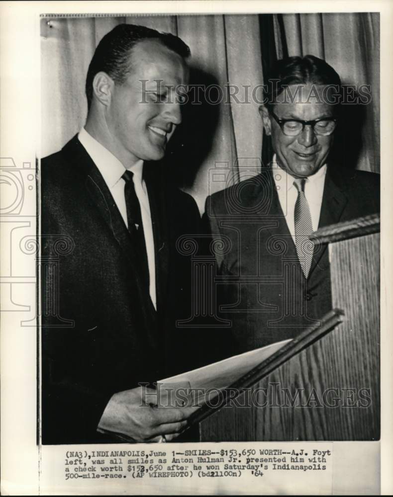 1964 Auto racer A.J. Foyt & Anton Hulman Jr., Indianapolis-Historic Images