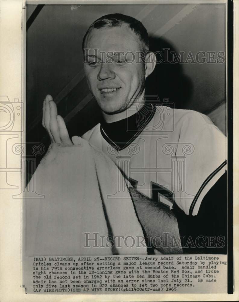 1965 Press Photo Baseball player Jerry Adair, Baltimore Orioles - pis06236- Historic Images