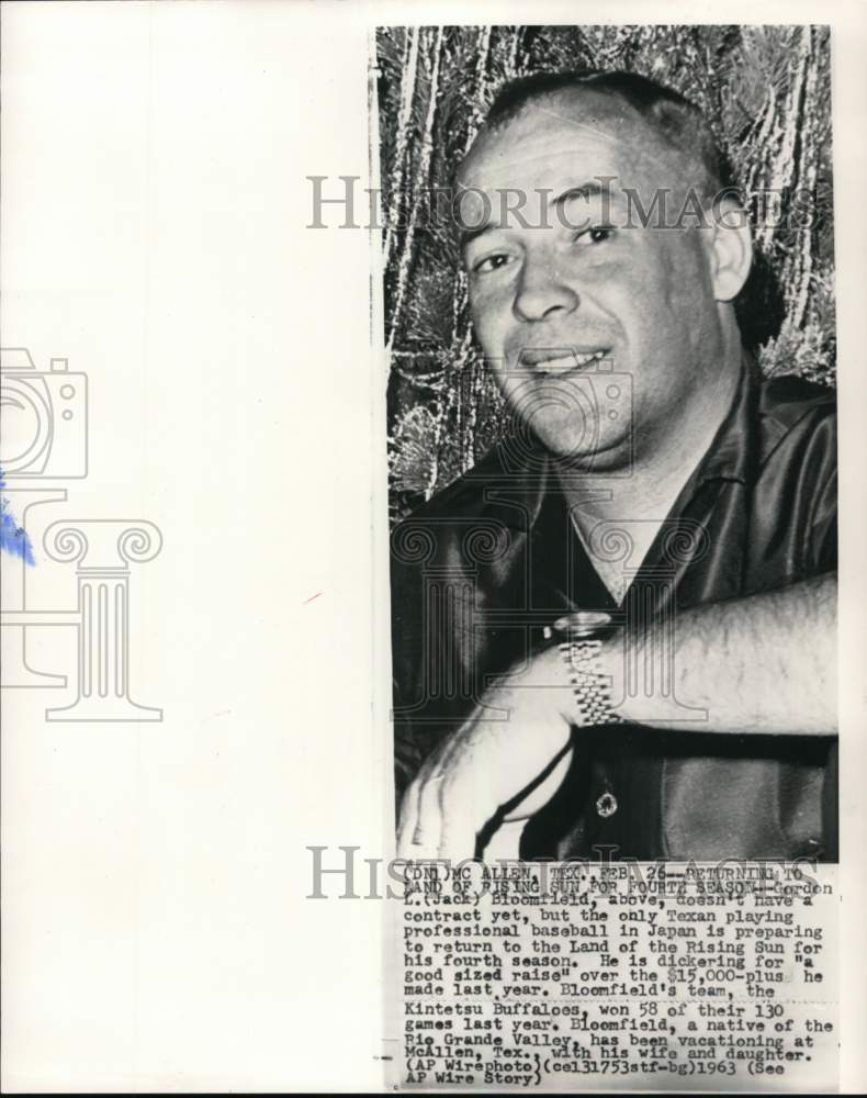 1963 Press Photo Kintetsu Buffaloes&#39; baseball player Gordon L. (Jack) Bloomfield - Historic Images