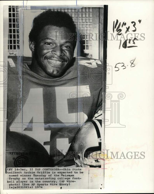 1974 Press Photo Ohio State University football player Archie Griffin - Historic Images
