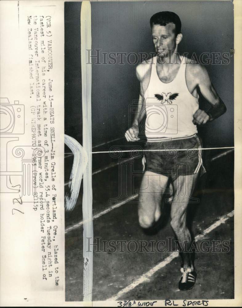 1965 Press Photo Runner Jim Grelle, Vancouver International track meet, Canada- Historic Images