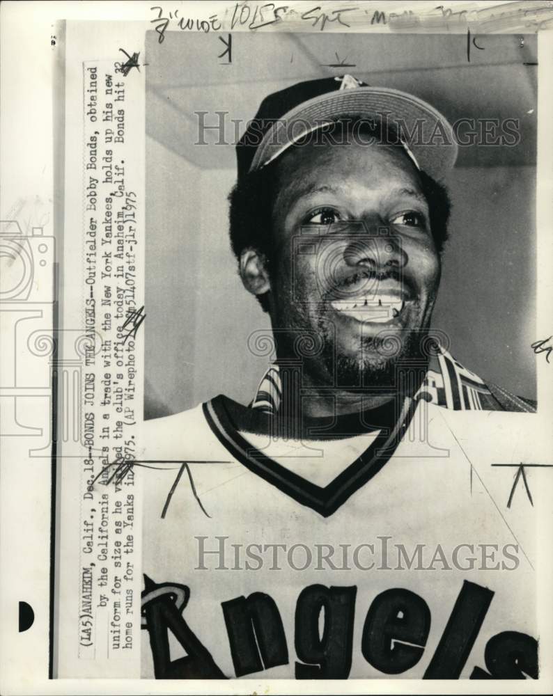 1975 Press Photo Angels' baseball outfielder Bobby Bonds, Anaheim, California - Historic Images