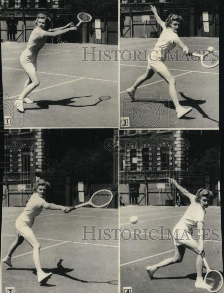 1947 Press Photo Pauline Betz playing tennis - pis06558- Historic Images