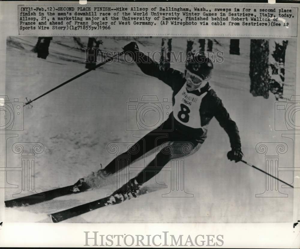 1966 Press Photo Skier Mike Allsop, World University Winter Games, Italy- Historic Images