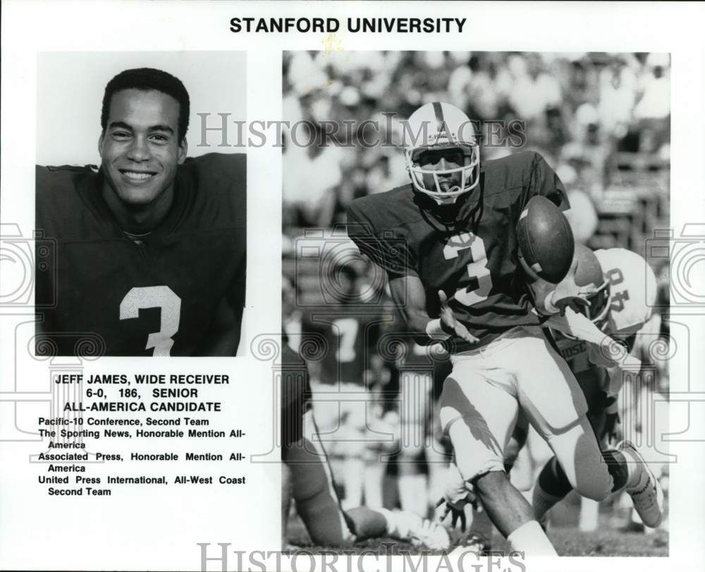 1987 Press Photo Stanford University&#39;s football wide receiver Jeff James- Historic Images