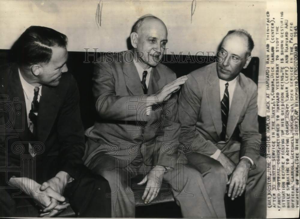 1945 Press Photo Football coaches Dick Harlow, Henry Lamar &amp; Carroll Getchell - Historic Images