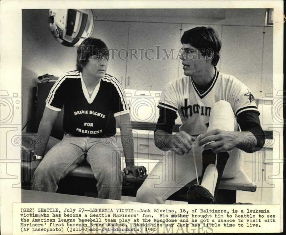 1980 Press Photo Seattle Mariners&#39; Bruce Bochte &amp; Jack Blevins, Seattle- Historic Images