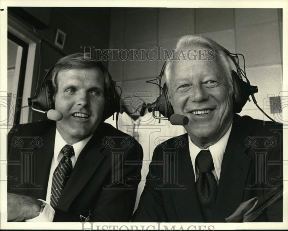 1983 Press Photo Sportscaster Charlie Jones & analyst Bob Griese, Fiesta Bowl- Historic Images