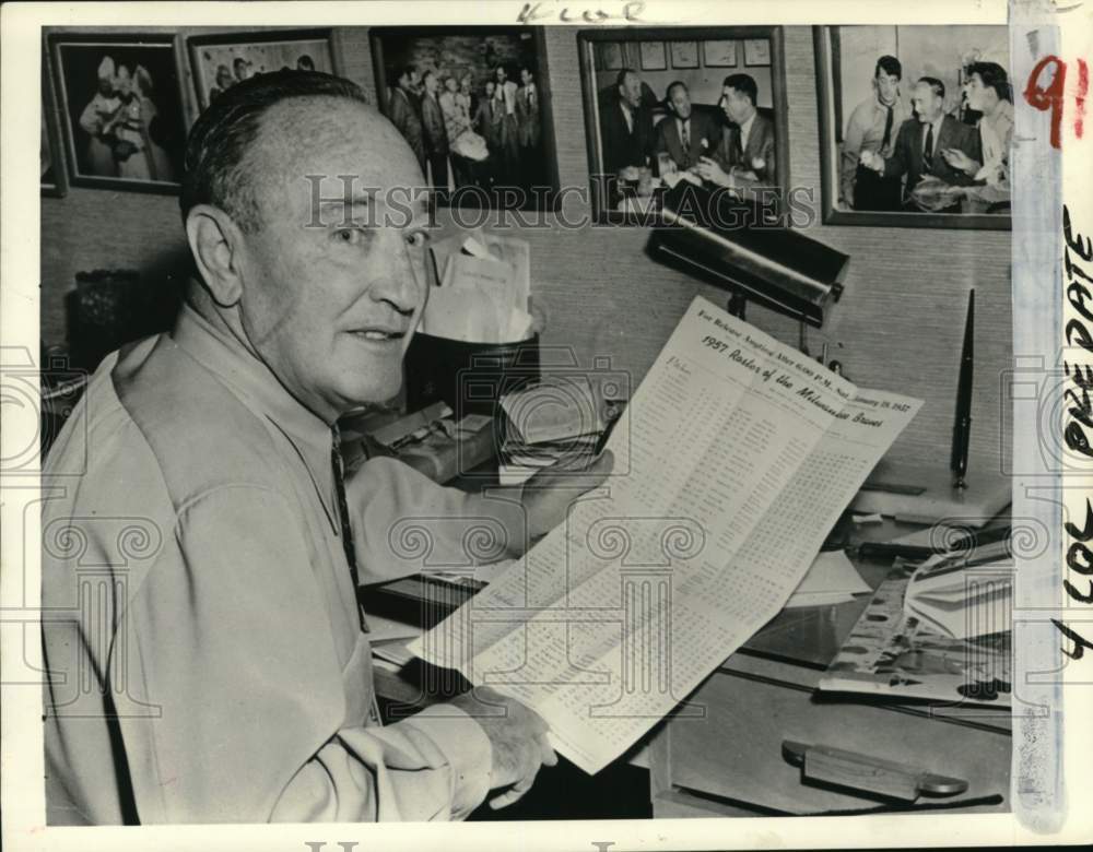 1957 Press Photo Powerful Milwaukee Braves Baseball Team Manager Fred Haney- Historic Images