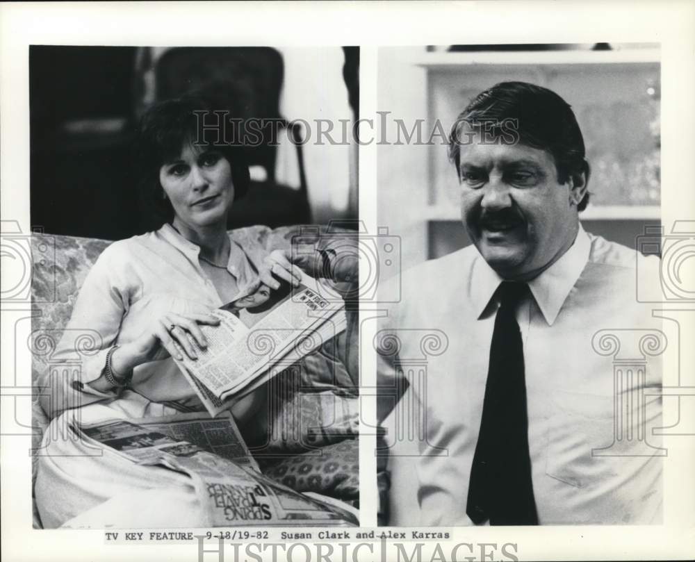 1982 Press Photo Actors Alex Karras & Susan Clark, television - pis07192 - Historic Images